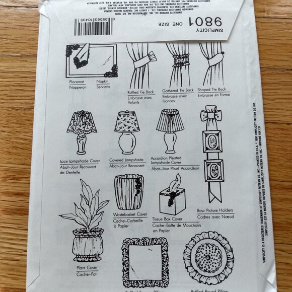 Vintage 90s Home Decor Sewing Pattern Curtain Tie Backs Pillows Accents 9801 - Picture 4 of 9